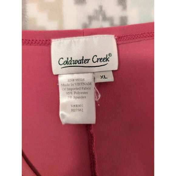 Coldwater Creek Small XL Top Pink Stretch Faux Wrap Deep V-Neck 3/4 Sleeve slim - Picture 6 of 11